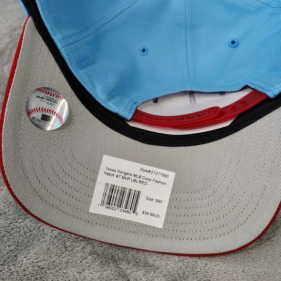 '47 Brand Texas Rangers Cooperstown Blue Red‎ One Size Snapback Baseball Cap Hat - Picture 6 of 8